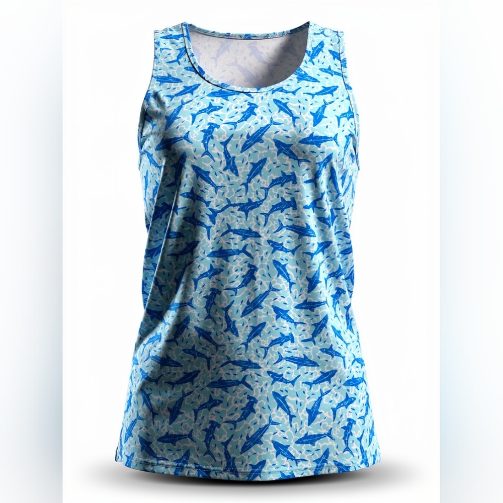Chubbies Ocean Blue Shark Print Tank Top